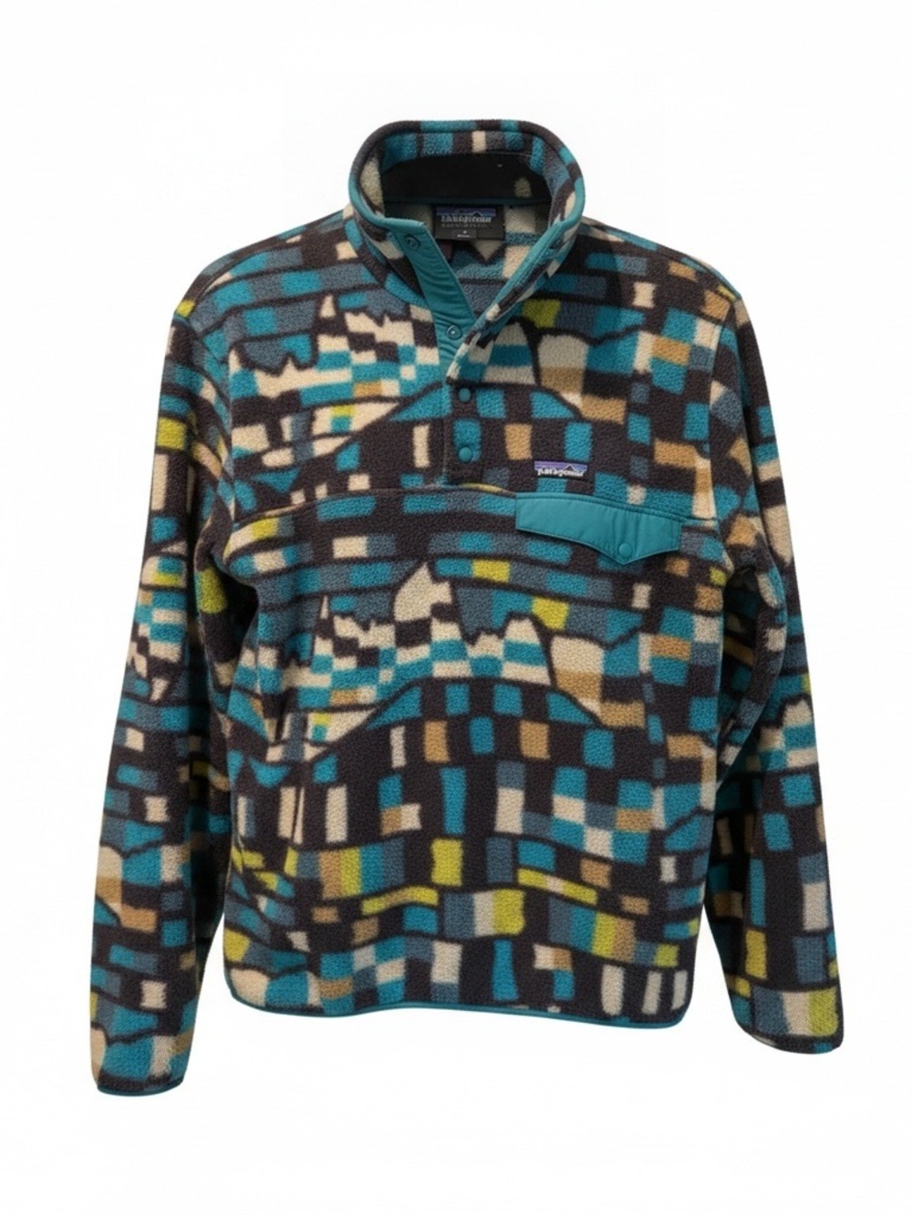 Patagonia Men’s Teal Multicolor Geometric Synchilla Fleece